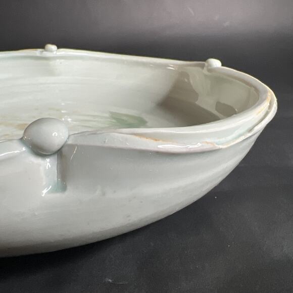 Handmade Bowl-Scalloped Edge-Watercolor-Japanes-Boho Ceramic Centerpiece – 10″ - Picture 9 of 13